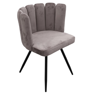Chaise Ariel Velours Gris - Lot De 2