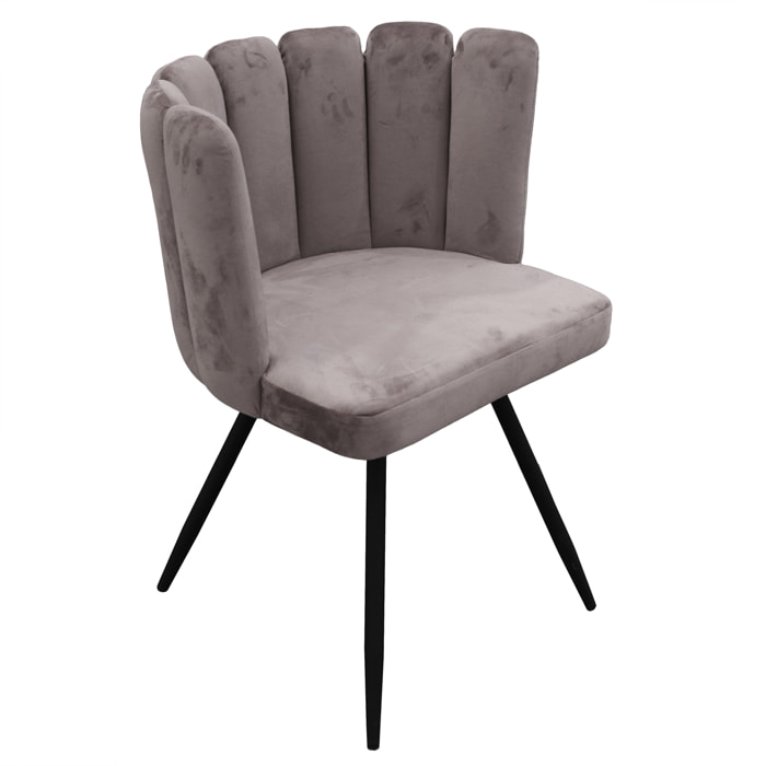 Chaise Ariel Velours Gris - Lot De 2