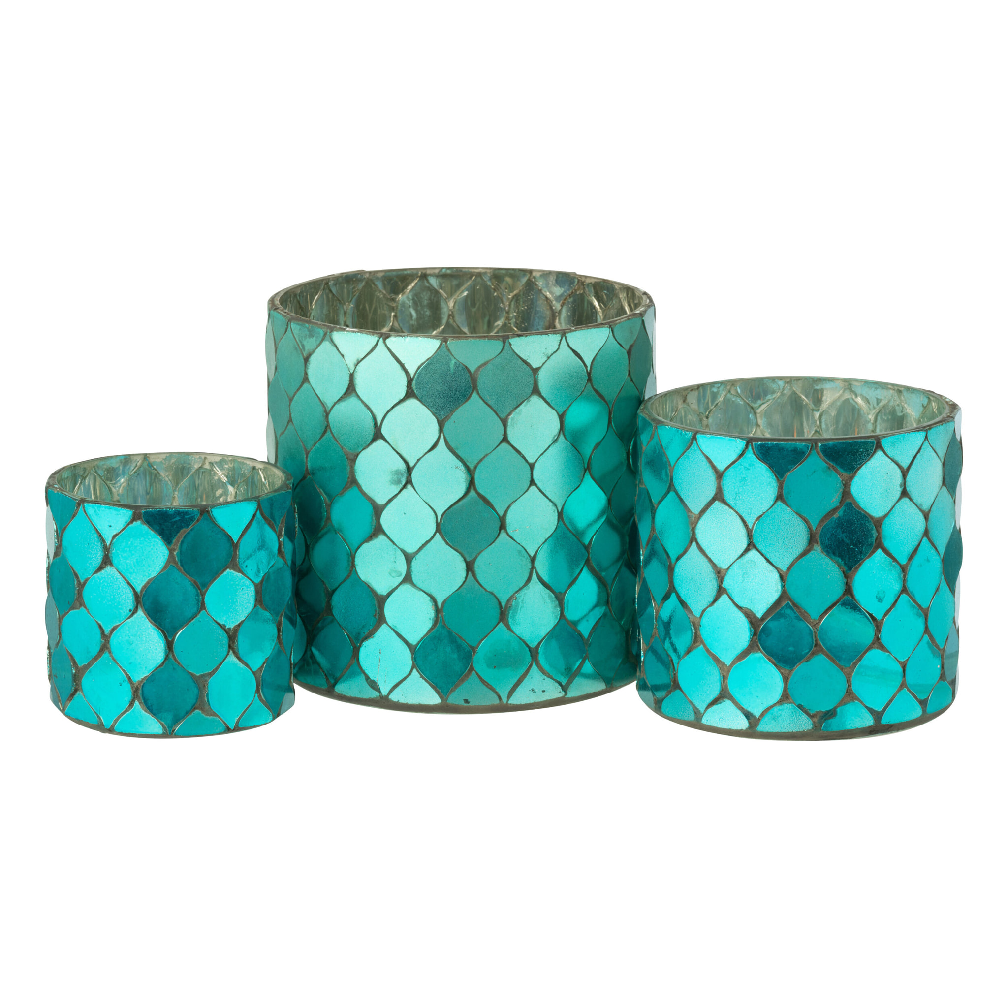 J-Line bougeoir Cylindre Mosaïque - verre - azur