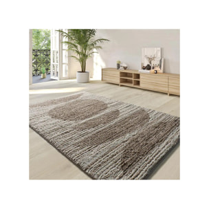 LIMA Alfombra shaggy estilo escandinavo con relieve beige, varias medidas disponibles