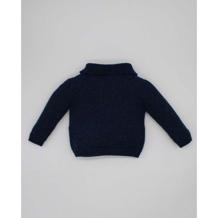 POLO PUNTO JASPEADO AZUL