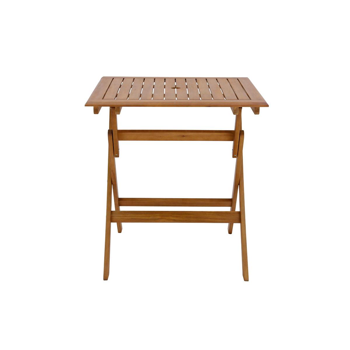 Table de jardin carrée pliante en bois massif L70 cm FUEGO - Miliboo