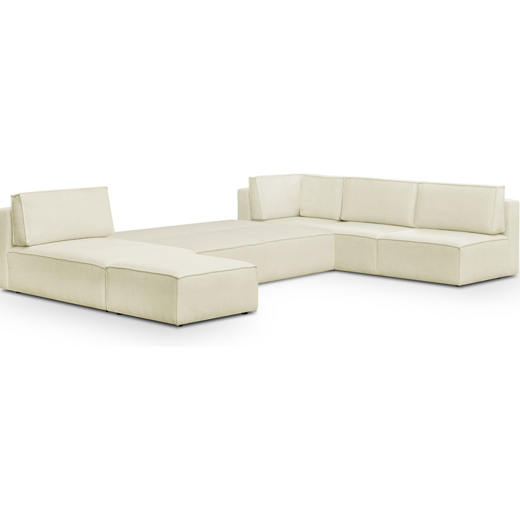 Canapé d'angle droit convertible 10+1 places en tissu bouclé - HARPER MOD