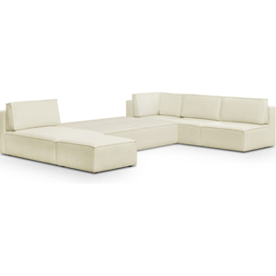 Canapé d'angle droit convertible 10+1 places en tissu bouclé - HARPER MOD