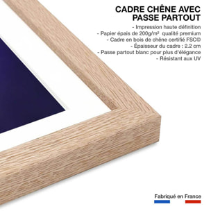 Poster la nuit jaune Affiche + cadre en bois - Chêne