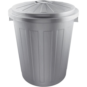 Cubo de basura / papelera polivalente con tapa cerrable,  plateado