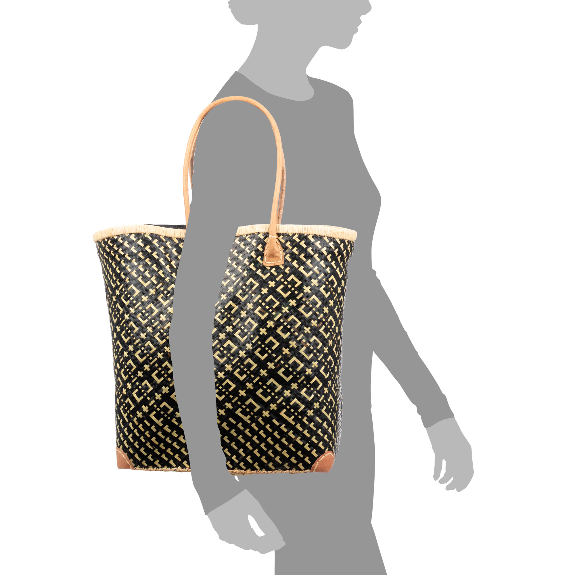 Arda bolso de hombro mujer. Fabricado en paja con asas de cuero.