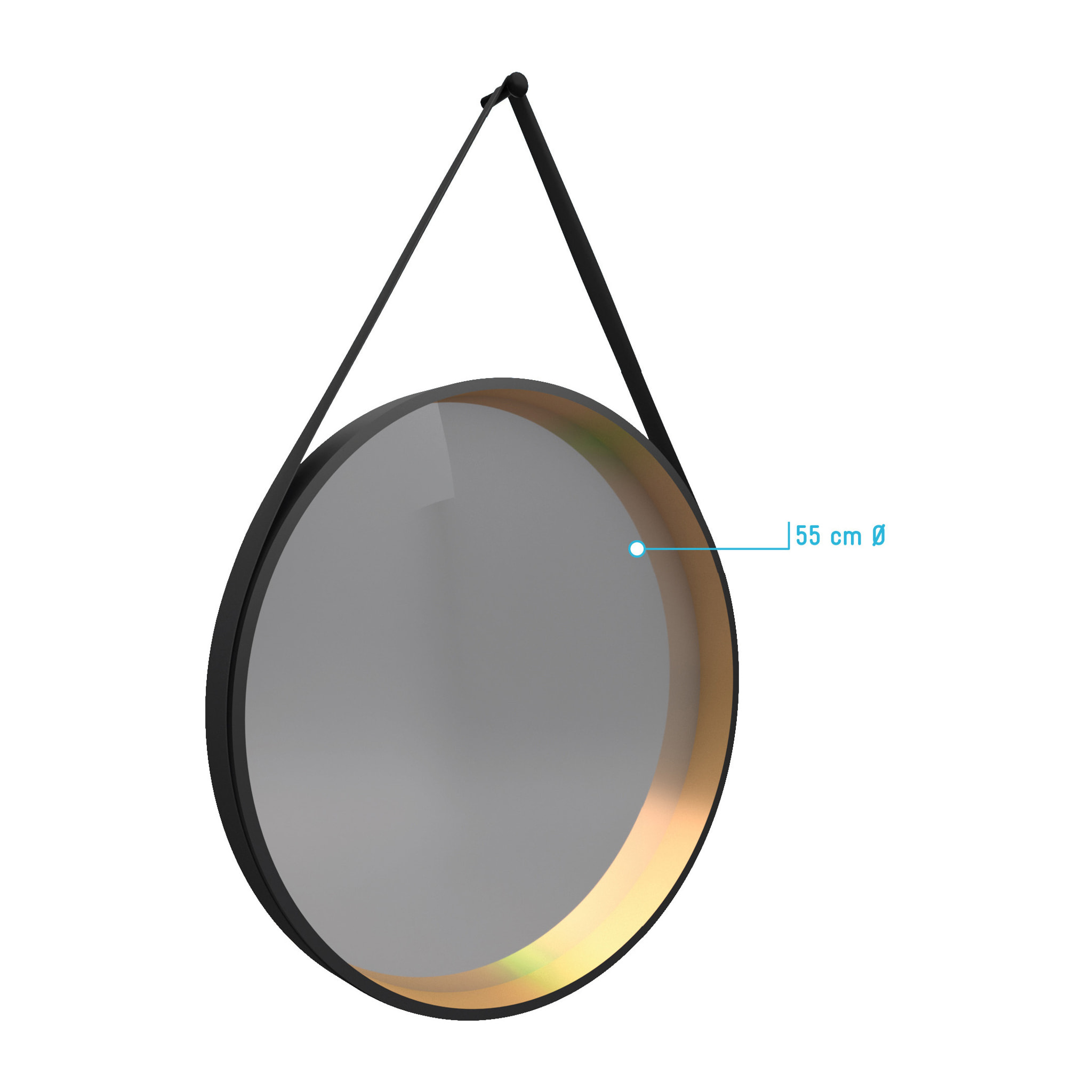 Miroir salle de bain rond - diamètre 55cm - noir mat et finition bronze - CIRCLE HORUS