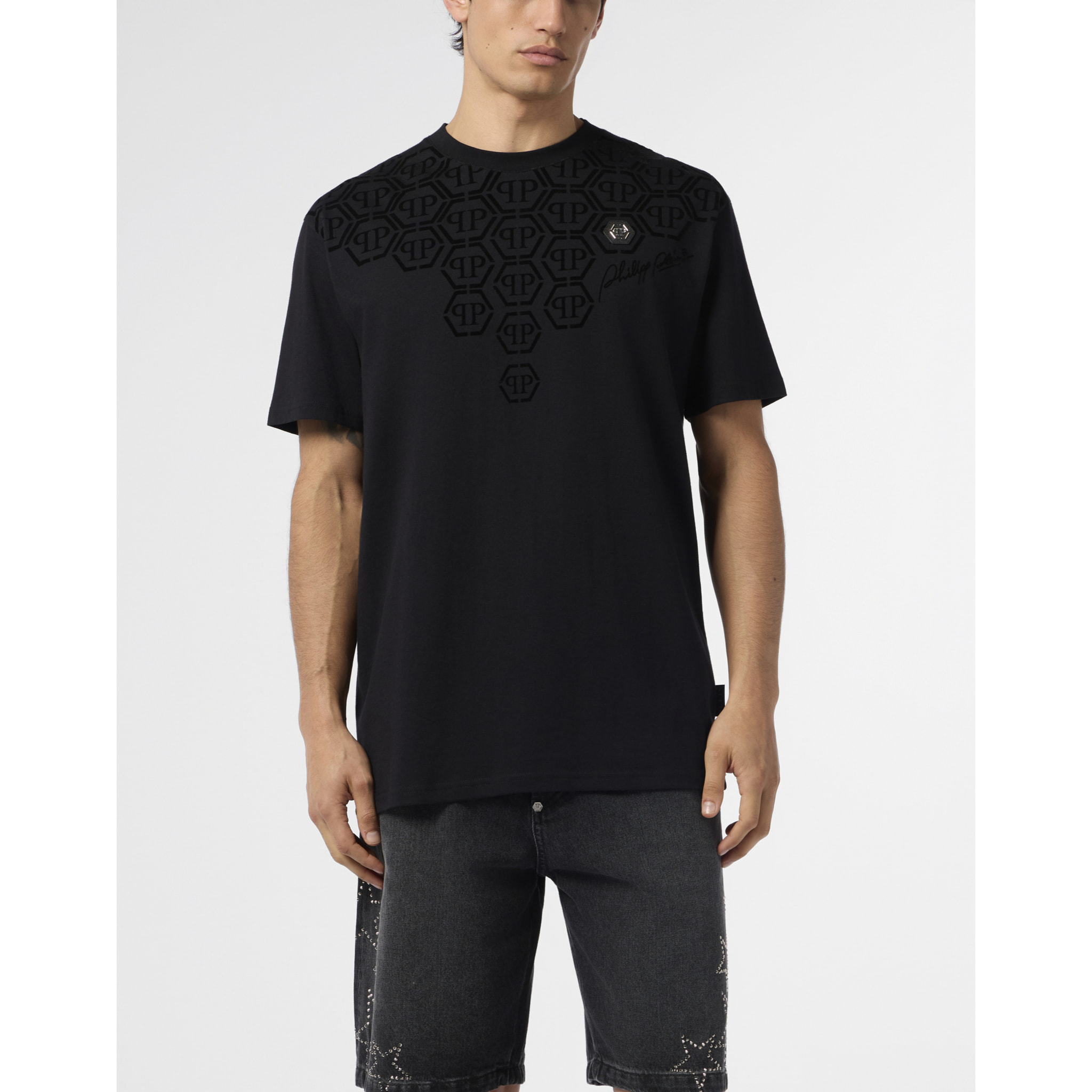 PHILIPP PLEIN Round Neck T-Shirt Degrade Monogram Monogram