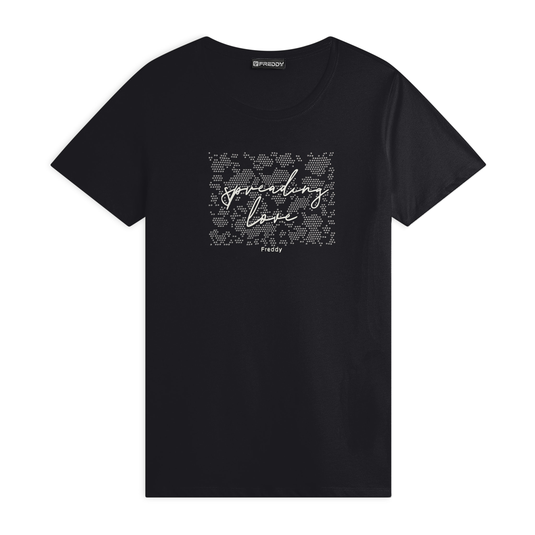 T-shirt donna comfort fit con grafica composta da strass