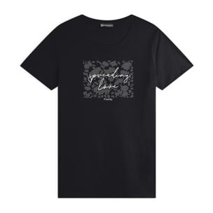 T-shirt donna comfort fit con grafica composta da strass