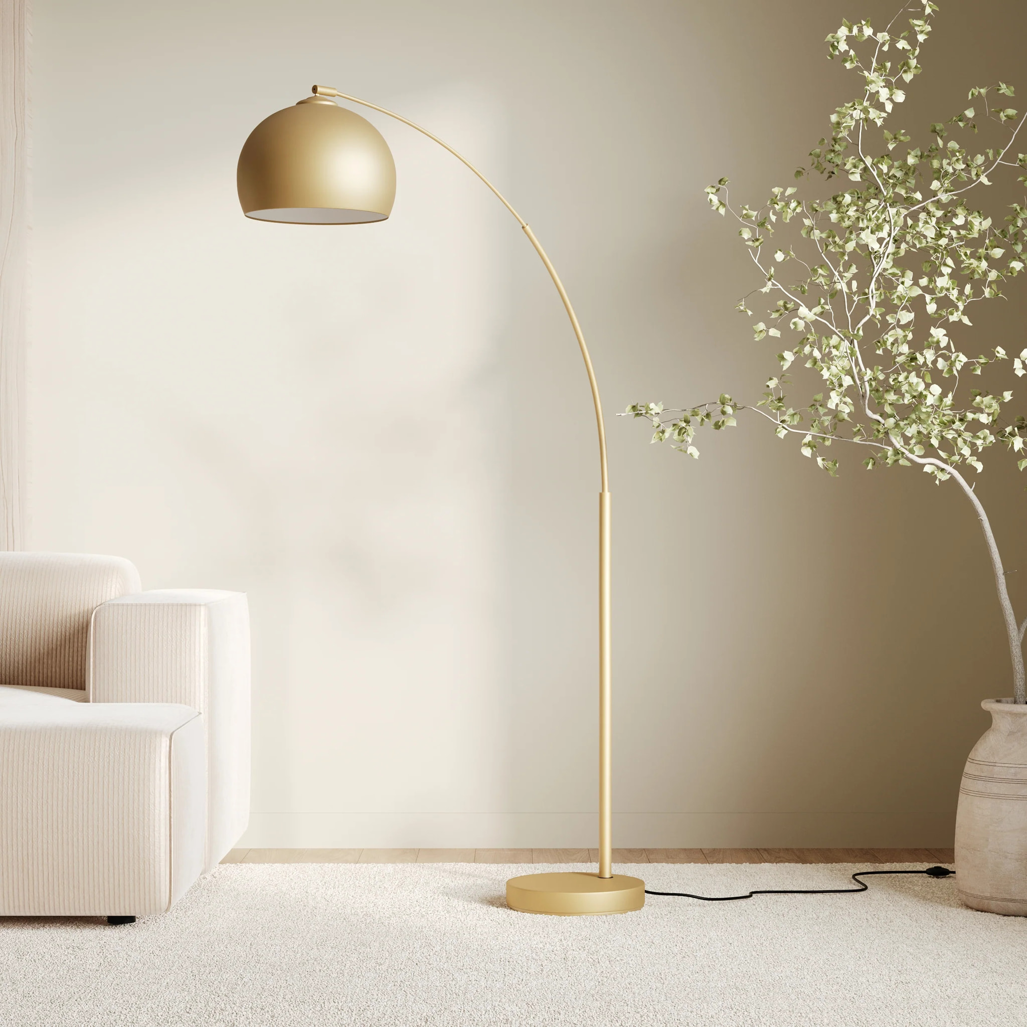 Lampadaire en métal couleur laiton - Dinard