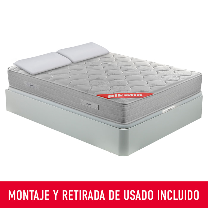 Colchón Muelles y Visco + Canapé Abatible + Almohadas de fibra | ENVIO, MONTAJE Y RETIRADA INCLUIDO | Normablock®