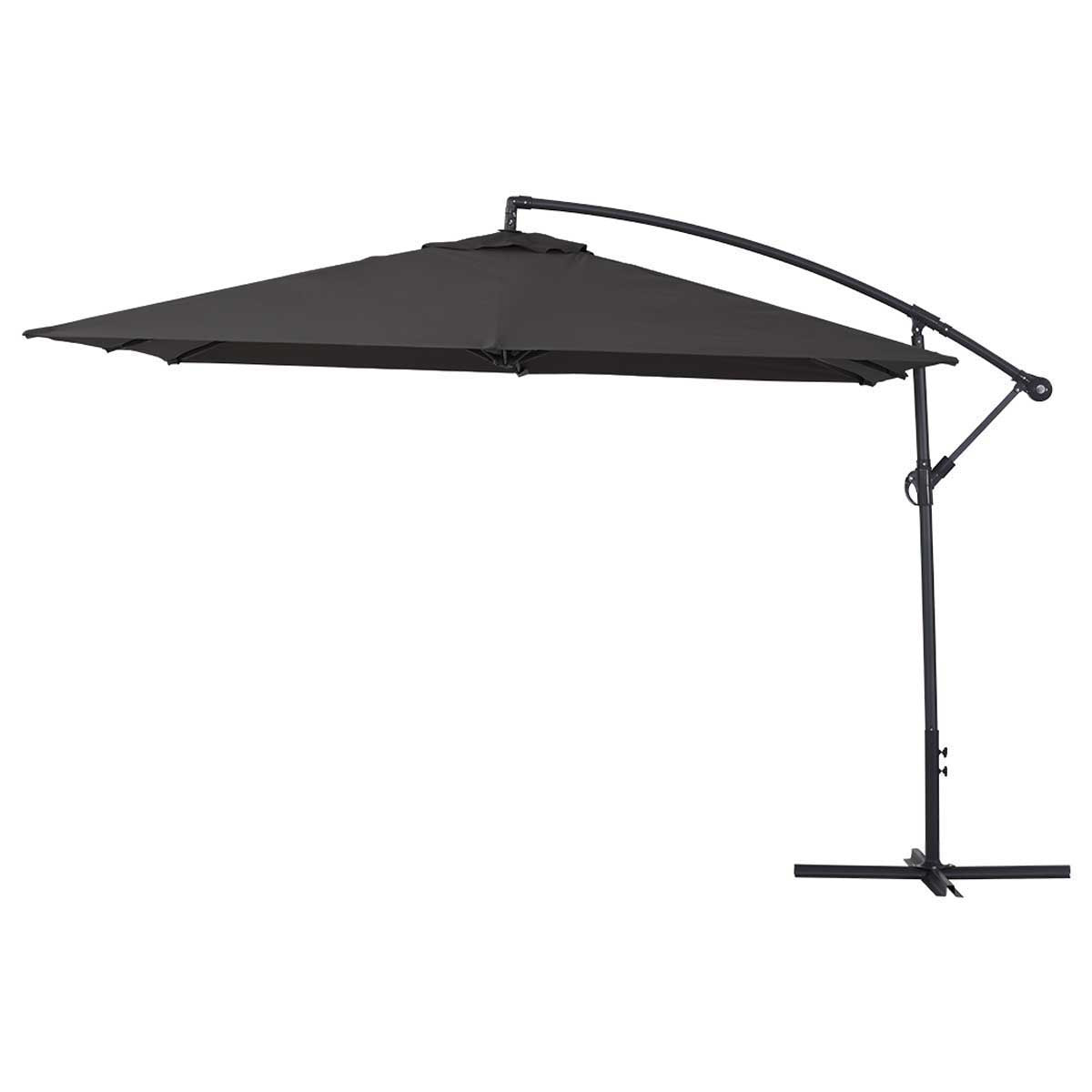 Parasol jardin déporté  Alu "Ilios 3" - Carré - 3 x3 m - Noir