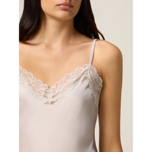 Oltre - Top lingerie in raso e pizzo - Beige