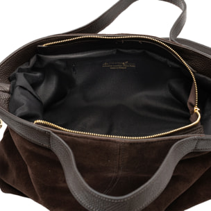 Bassignana Bolso Tote Mujer. Piel auténtica Gamuza con detalles Dollaro.