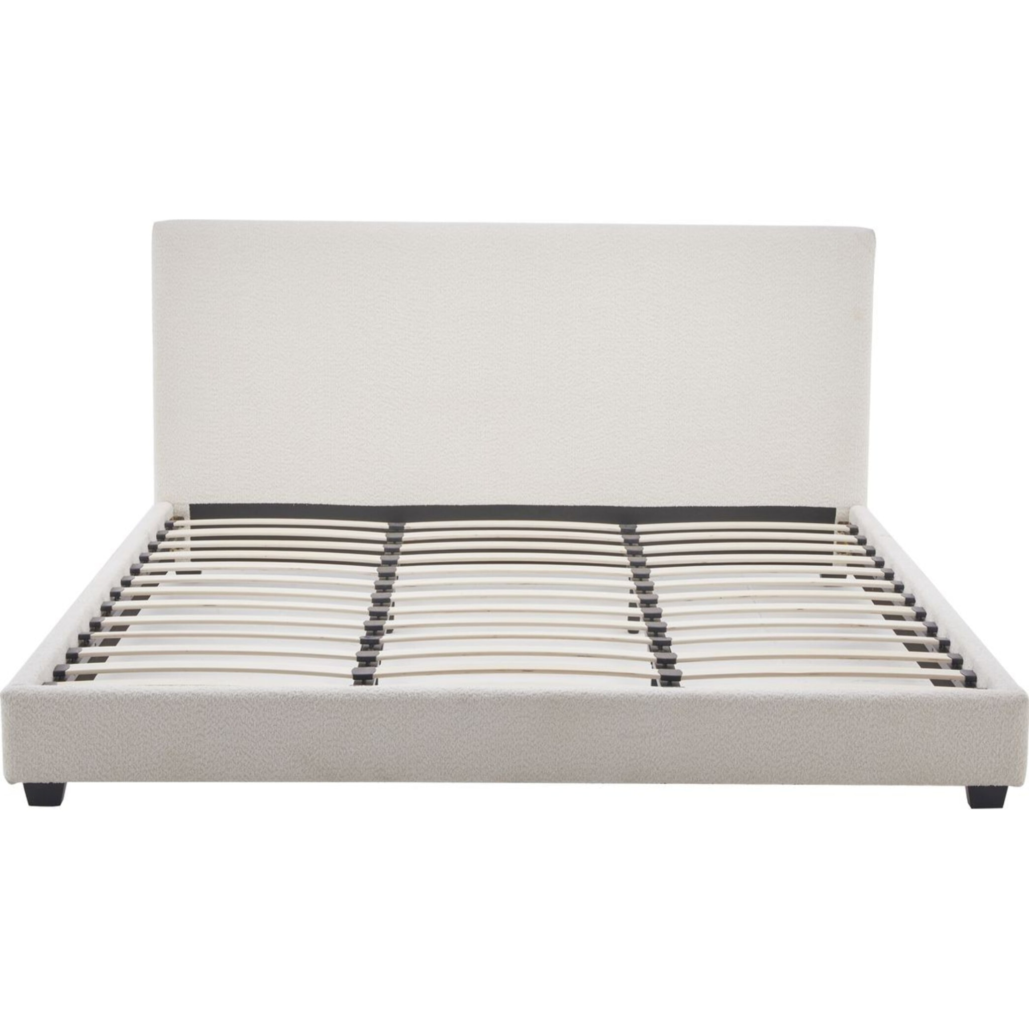 Lit avec tête de lit en tissu bouclé - WILLIAM