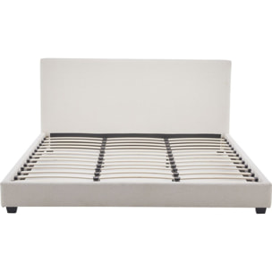 Lit avec tête de lit en tissu bouclé - WILLIAM