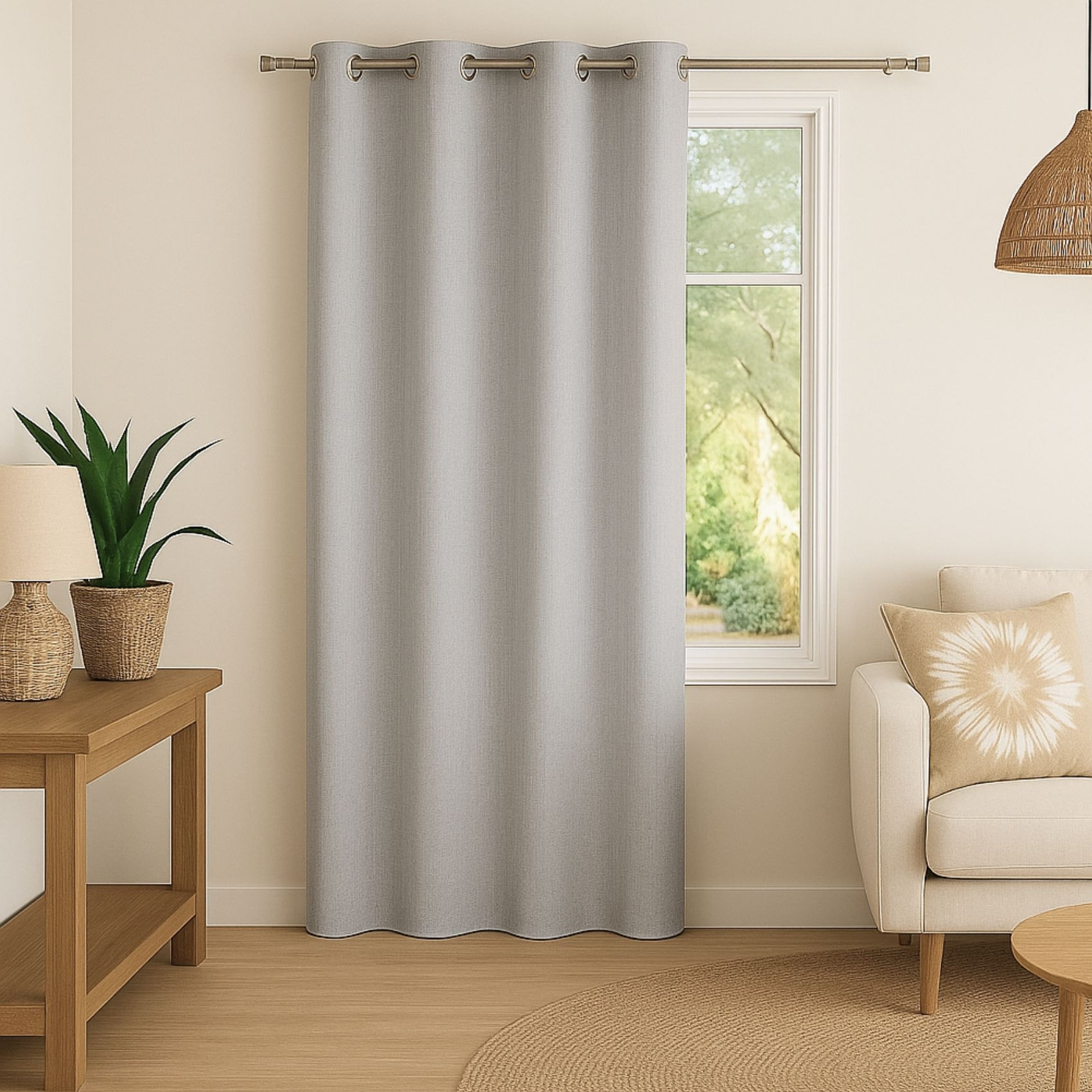 Rideau 100% occultant  - Effet chiné - Gris clair