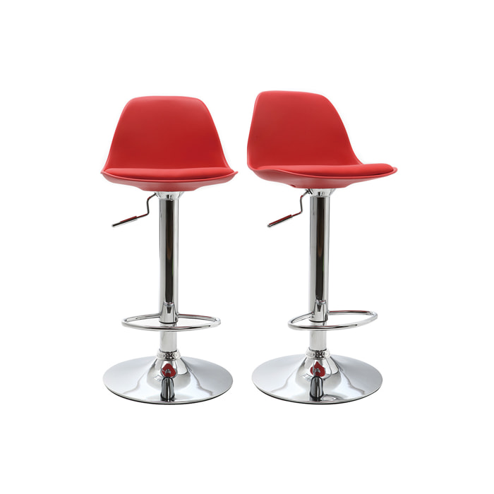 Tabourets de bar design rouges (lot de 2) STEEVY