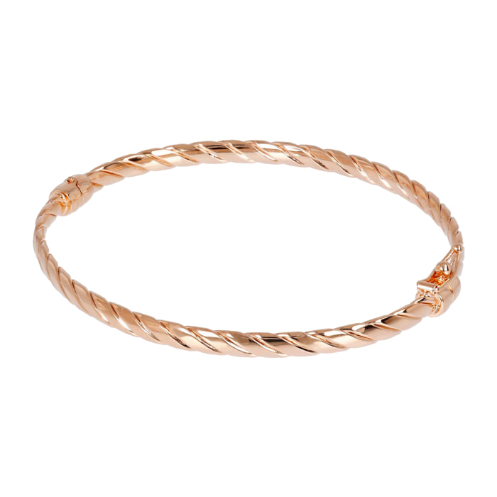 Bracciale Rigido Lucido Texture Treccia placcato Oro Rosa 18Kt