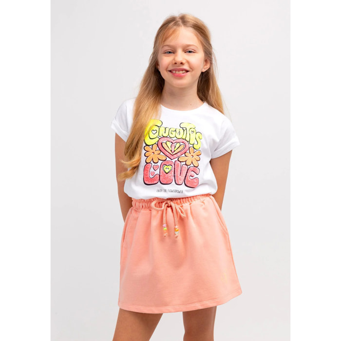 Camiseta Blanca de Niña Lentejuelas en Blanco