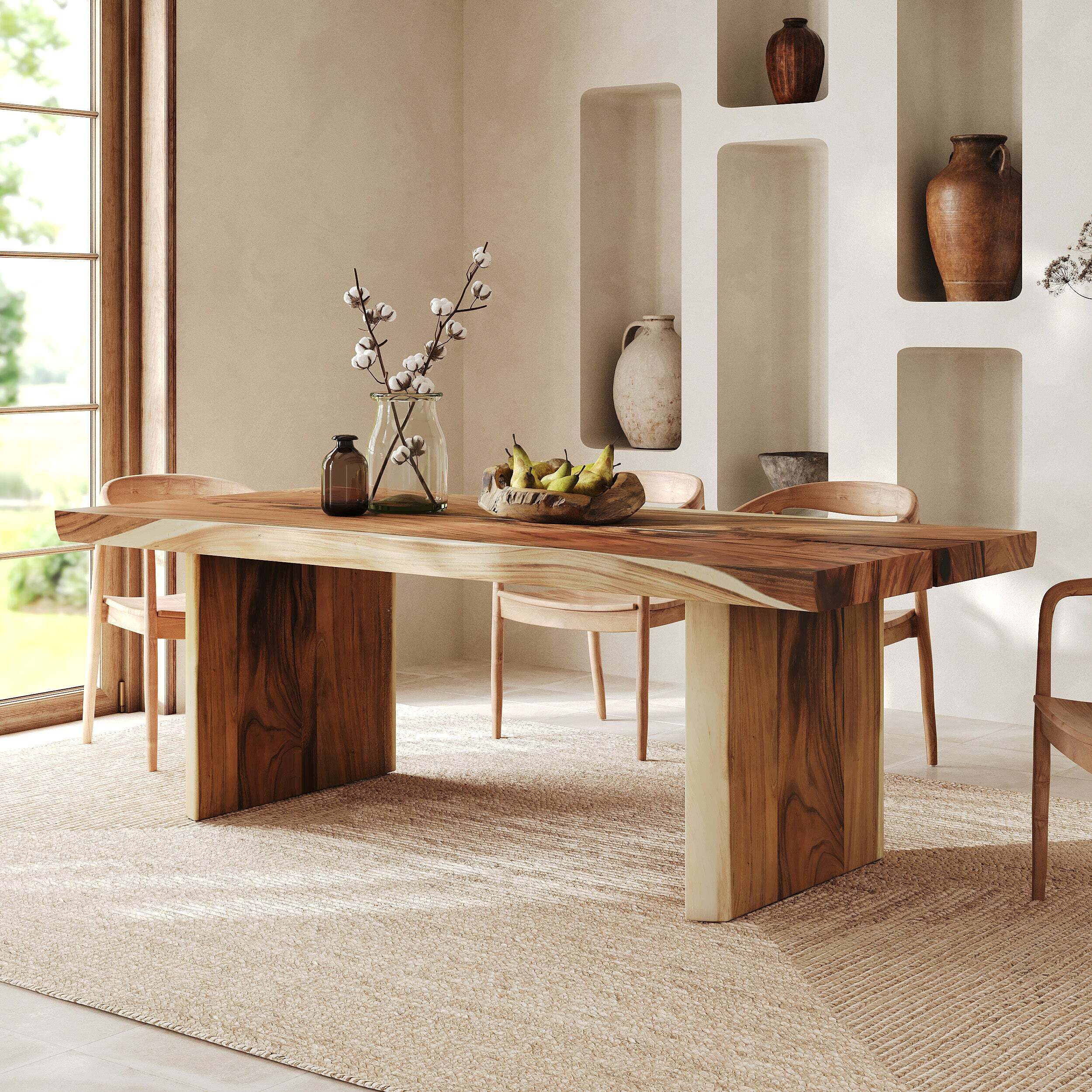 Table rectangulaire 8 personnes en bois de suar 220 cm - Tanah