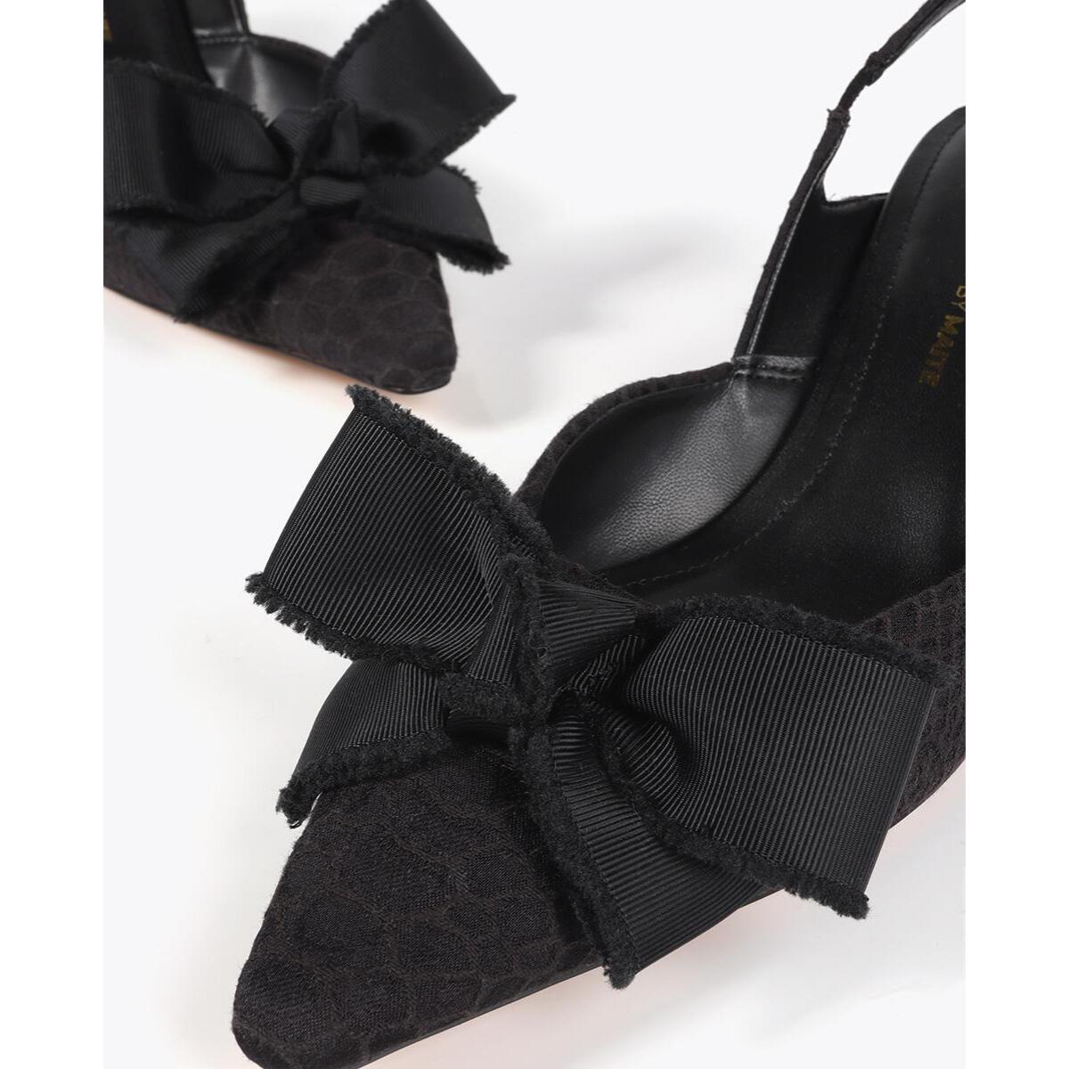 Scarpa con Tacco Slingback con Fiocco Satinato