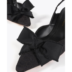 Scarpa con Tacco Slingback con Fiocco Satinato