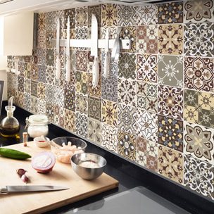 Stickers muraux - Sticker Mural Carrelage adhésif Cuisine Salle de Bain - 24 STICKERS CARRELAGES AZULEJOS JAVIERNA
