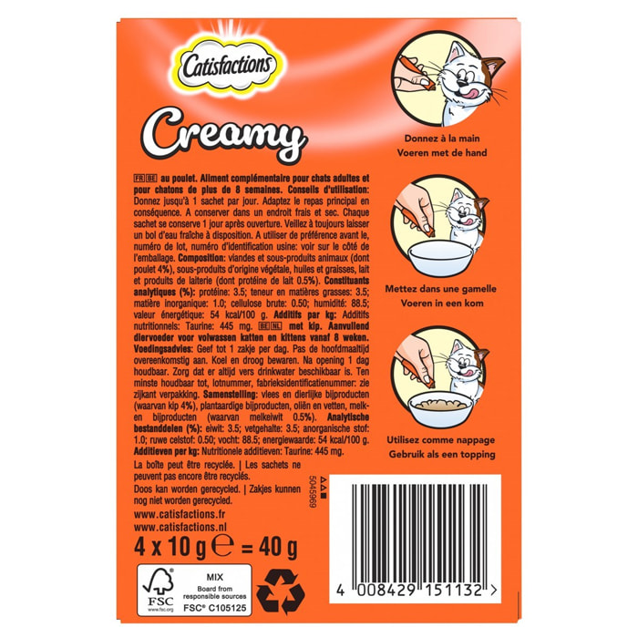 CATISFACTIONS Creamy Friandises  au poulet pour chats 10g (4x11)