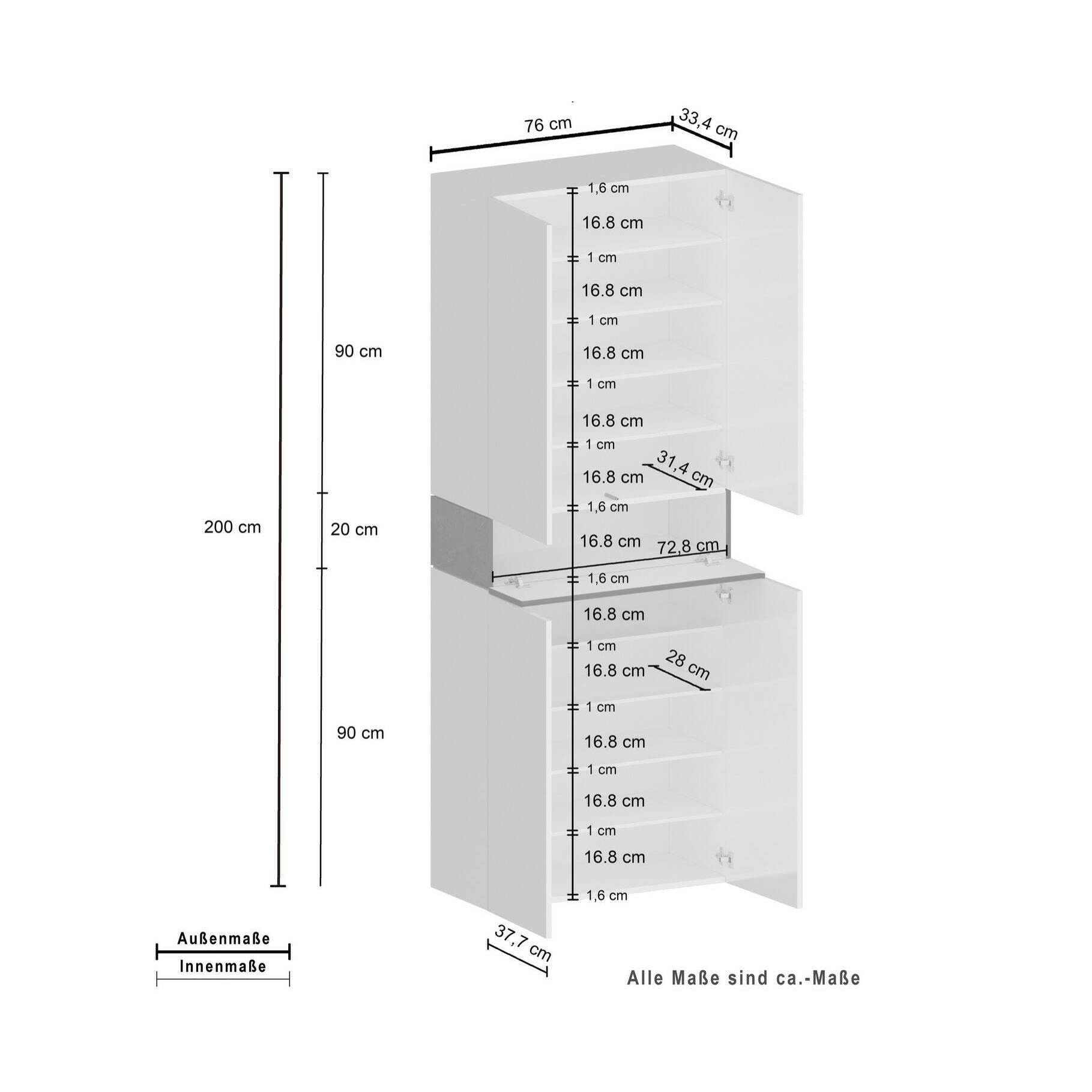 Scarpiera Dcandelar, Porta scarpe salvaspazio a 5 ante, Armadio multifunzione da ingresso, 76x38h200 cm, Bianco effetto larice