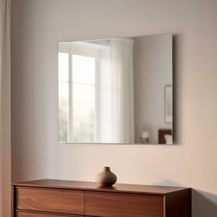 Specchio Rettangolare Filolucido Con Vetro Da 5 mm Bordi a 90&deg; Installazione Verticale e Orizzontale Reversibile Con Pellicola Antiesplosione e Ganci Inclusi Design Moderno Per Bagno Casa 70 X 110 Cm