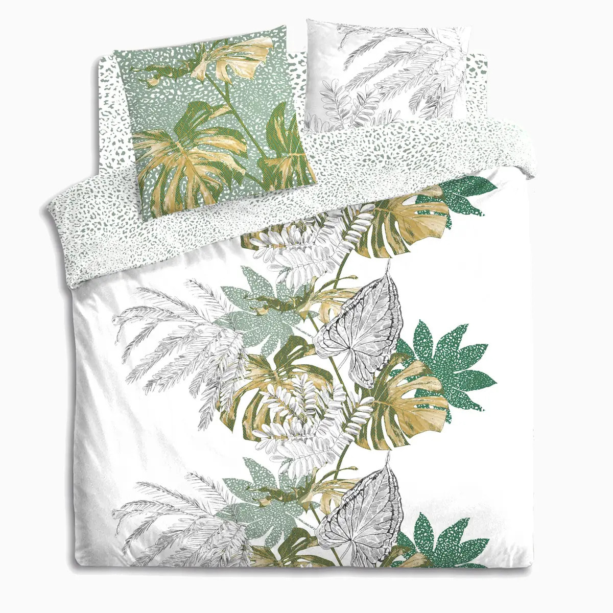 Parure de lit "Monstera" en coton 240x220 cm