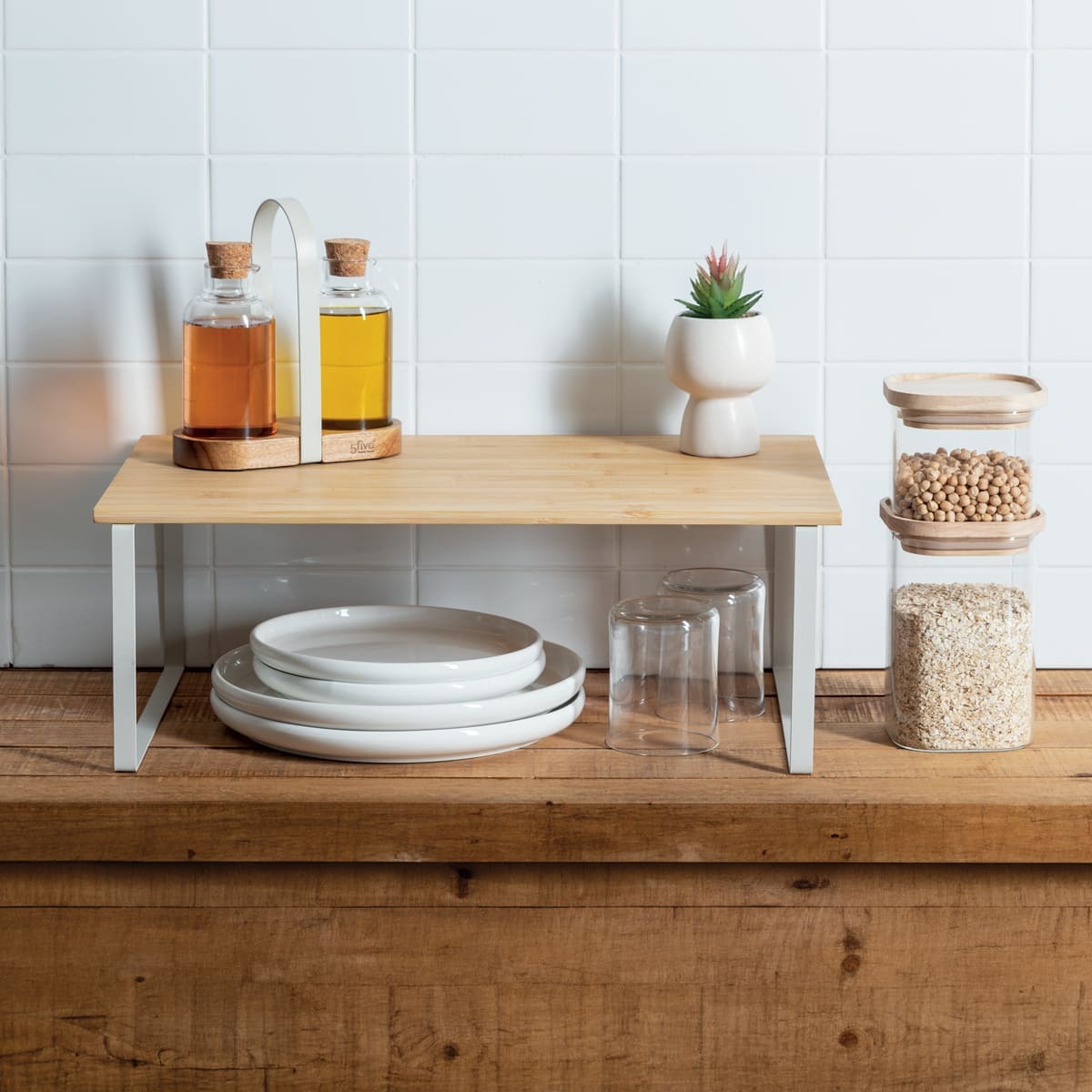 Étagère de rangement "Ordera" en bambou beige 50x30cm