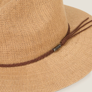 Sombrero ala ancha tira cuero Blixo color marron Papel