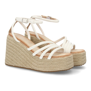 Sandalia cuña de yute con plataforma y tiras para mujer