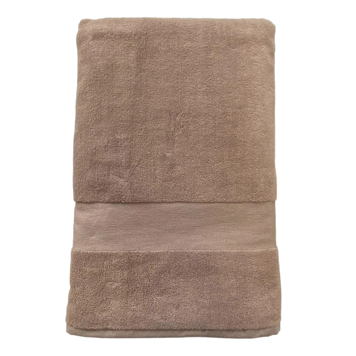 Serviette de bain éponge velours Classy Taupe 90x180 500g/m²