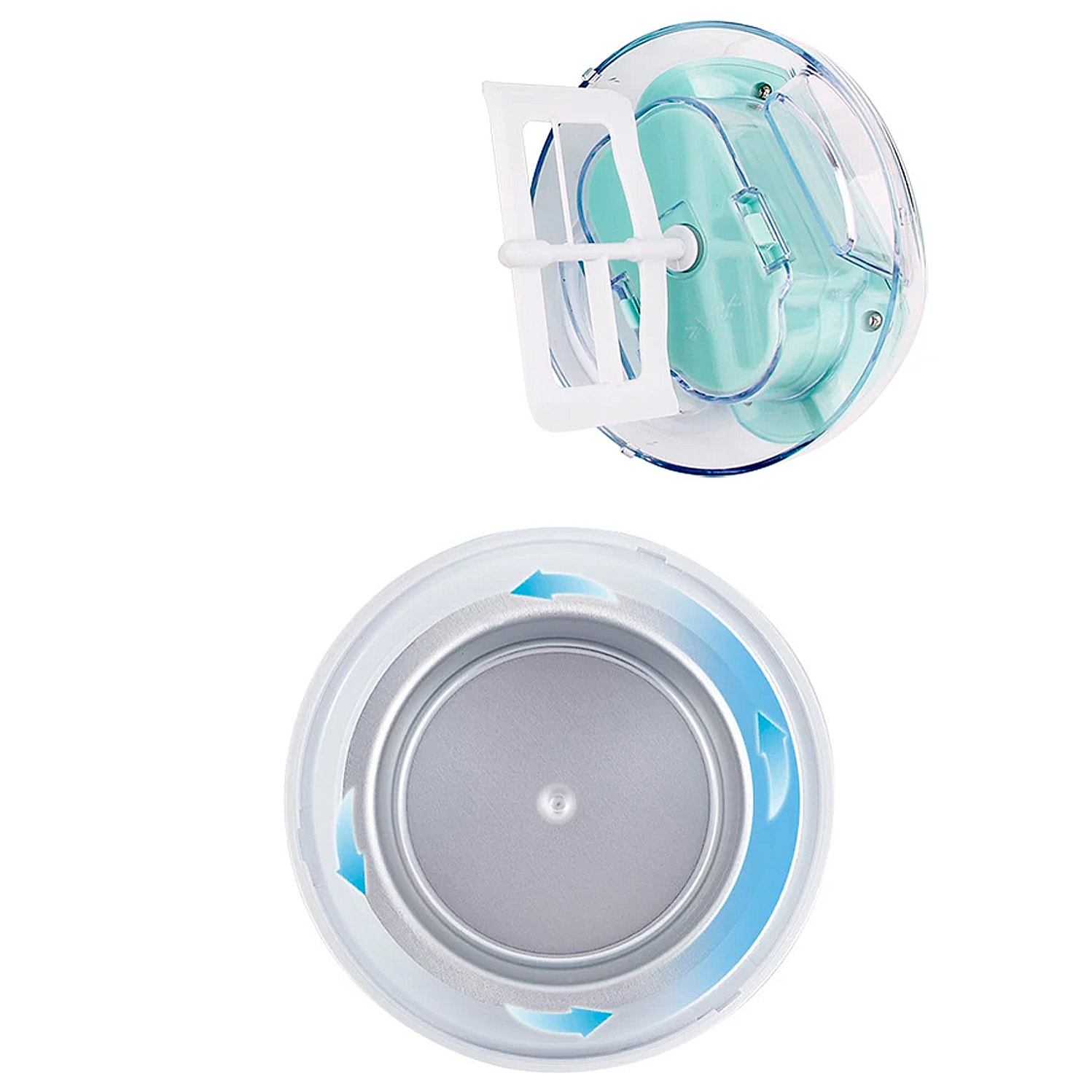 Mini heladera automática de 500ml, 9.5W, operación con un botón y entrada doble para líquidos.