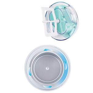 Mini heladera automática de 500ml, 9.5W, operación con un botón y entrada doble para líquidos.