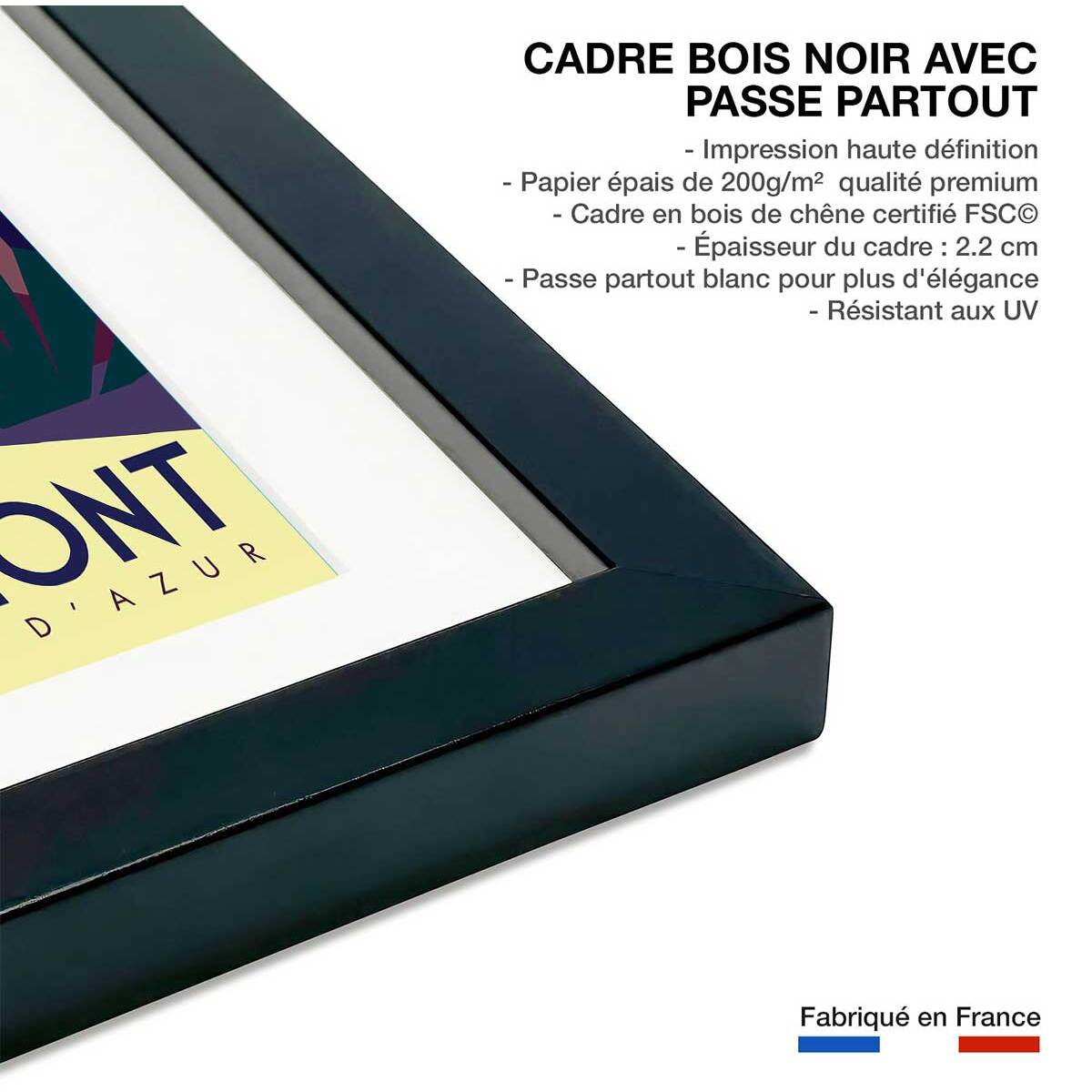 Poster de cap dramont Affiche + cadre en bois - Noir