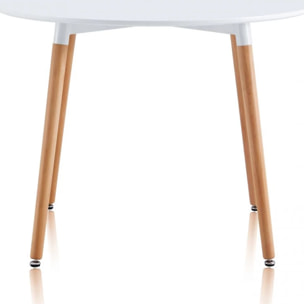 Mesa de comedor redonda Skandia Blanco - Madera de haya
