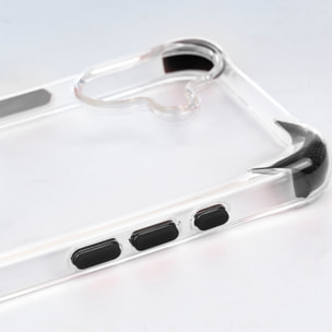 Carcasa transparente con relieve protector para cámara, esquinas reforzadas negras, antichoque y antihuellas Magsafe para iPhone 17.