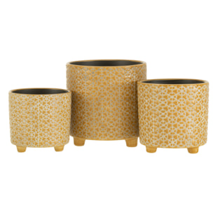 J-Line cache-pot Fleur - céramique - ocre - large - Ø 16.5 cm