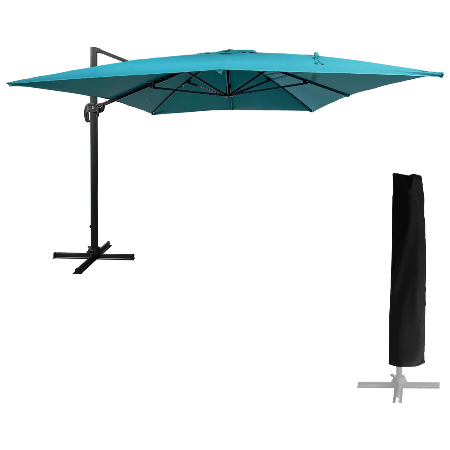 Parasol déporté MOLOKAI rectangulaire avec housse - Bleu