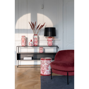 J-Line pot Moriko - porcelaine - rouge/blanc - small