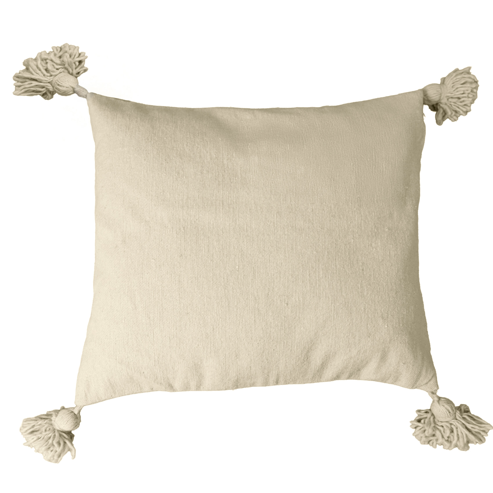 Housse de coussin en laine à pompons - Crème