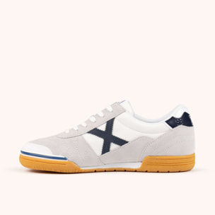 Zapatilla Deportiva de Piel y Nylon en Blanco y Azul Marino MUNICH GRESCA XLS 327