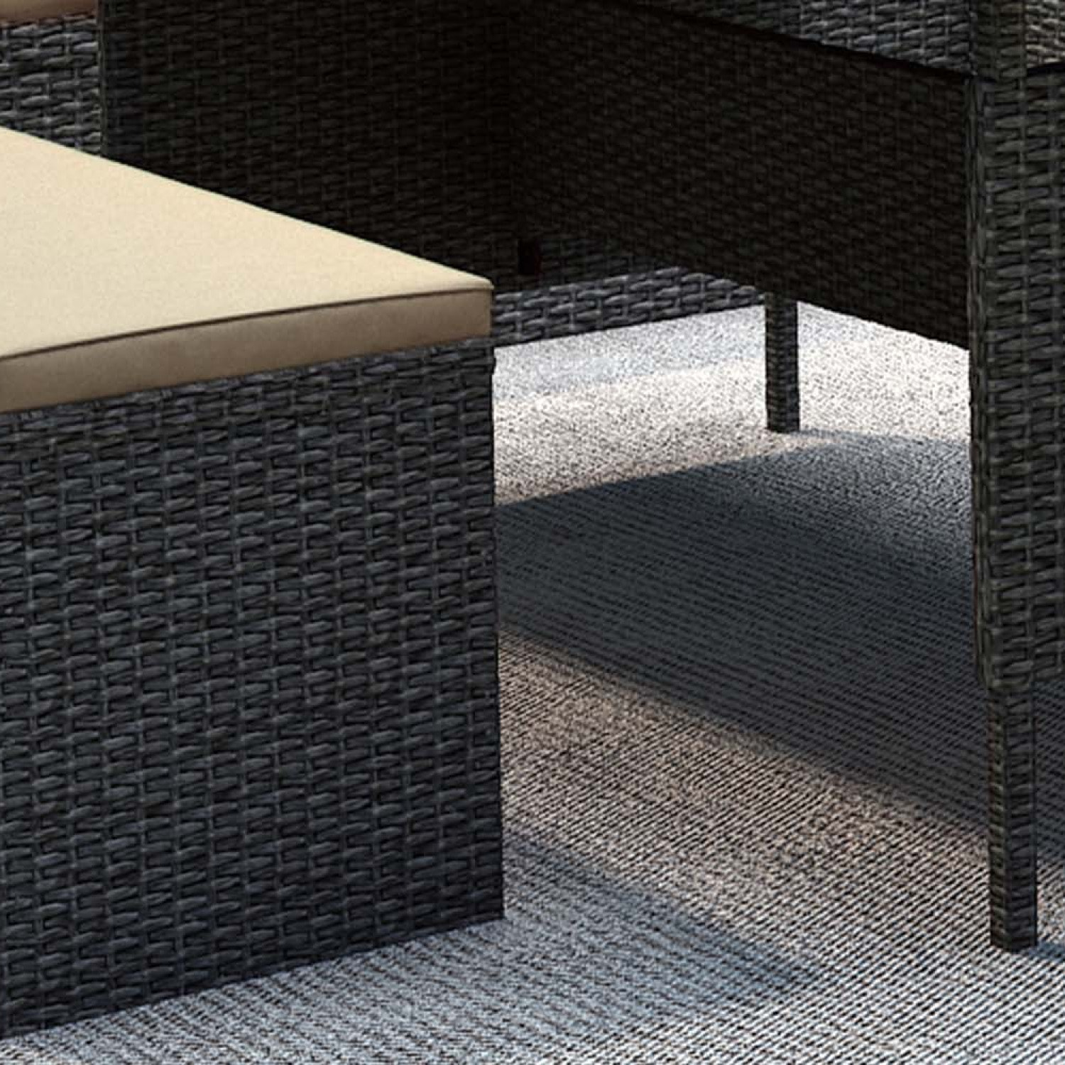 Salon de jardin 8 places résine gris foncé et beige OSCAR