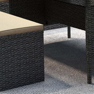Salon de jardin 8 places résine gris foncé et beige OSCAR